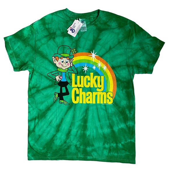 Lucky Charms T Shirt Tie Dye Green Rainbow NEW Size Large St Patrick’s Day - Picture 1 of 5